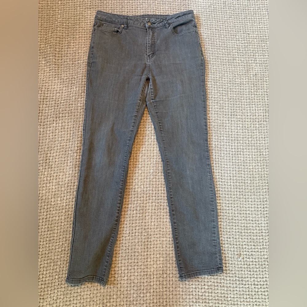 prAna Womens Jeans Size 12 Gray Denim Regular Straight Leg Stretch Mid Rise